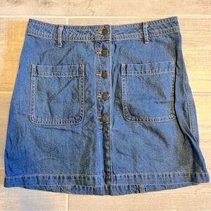 Button Up Denim Mini Skirt